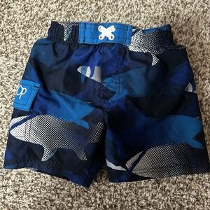 OP Toddler Boys Swim Trunks Size 12 Months Blue Shark Print Pool